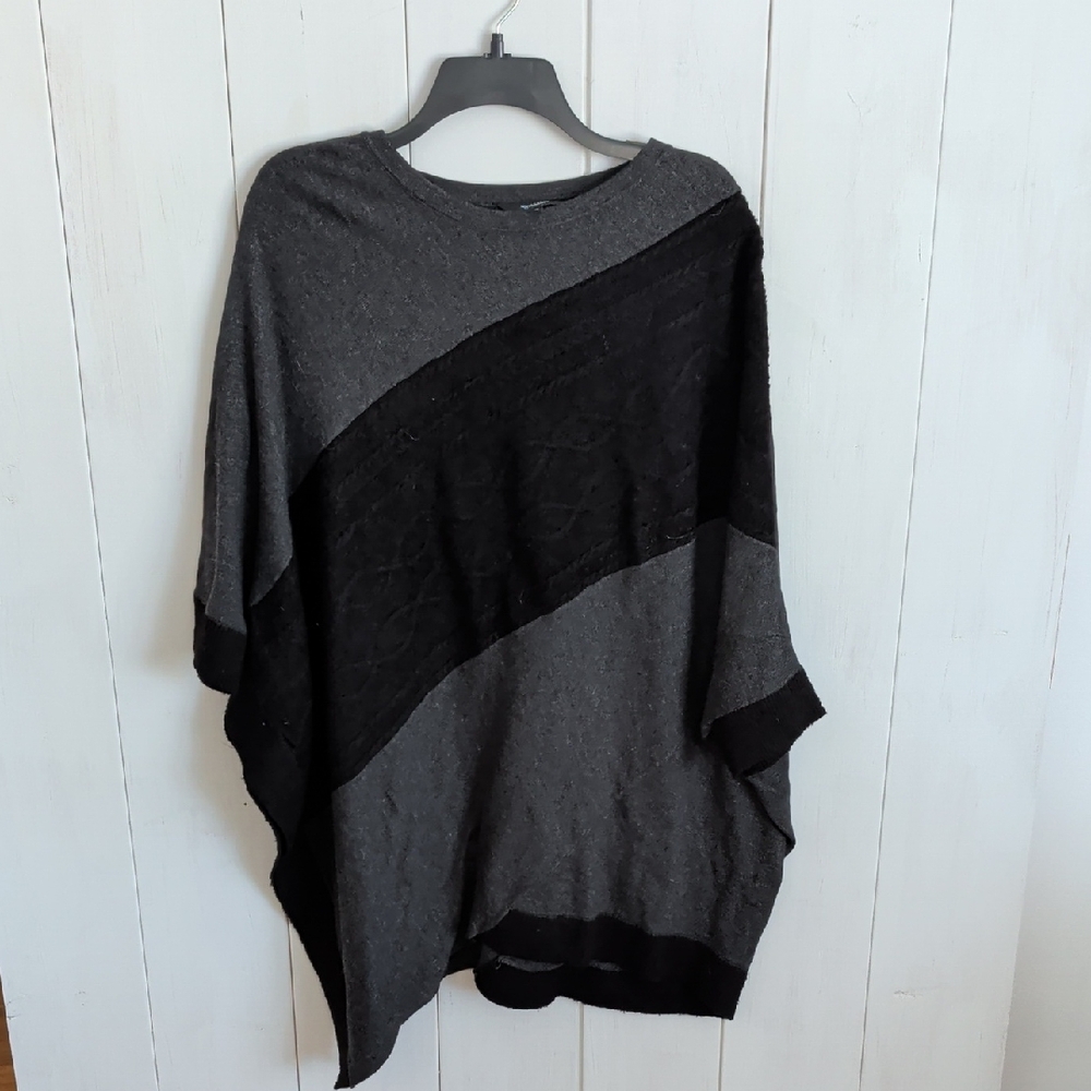 Stylish Black and Gray Poncho